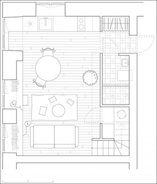 bietthuco200214 3 512x600 Thiết kế căn hộ 24m² hiện đại trong lòng biệt thự cổ
