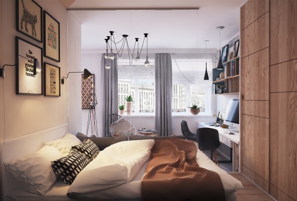 small bedroom ideas1 600x407 2 căn hộ dưới 45 m2 đẹp như mơ bạn không thể không xem qua