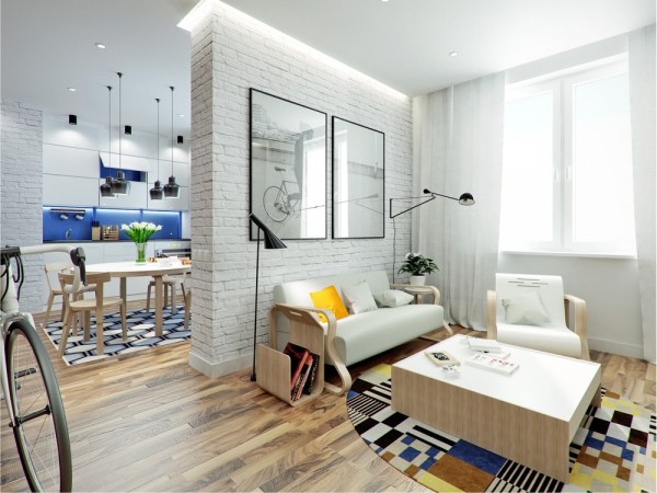 white brick design 600x450 2 căn hộ dưới 45 m2 đẹp như mơ bạn không thể không xem qua