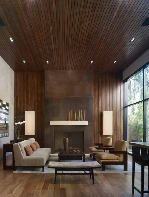 20161103155653 phong khach 4 Thiết kế không gian phòng khách ấm áp hơn với tường ốp gỗ