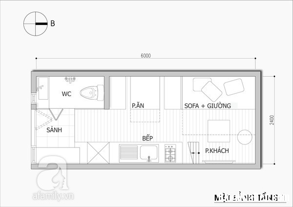 thiet ke nha nho 14 met vuong Tư vấn thiết kế và bài trí nội thất cho ngôi nhà có diện tích 14,4 mét vuông
