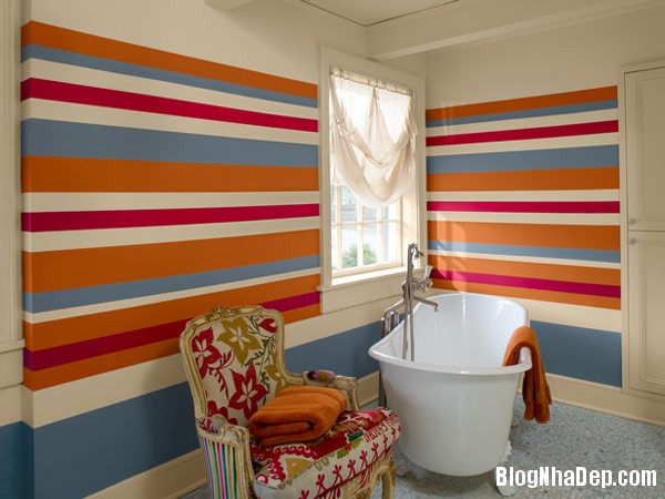 Multicolored stripes in bat Trang trí nội thất nhà bằng họa tiết kẻ sọc