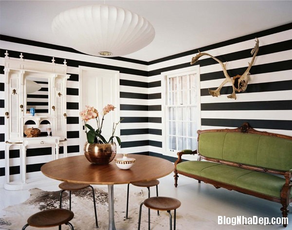 design with stripes 1 Trang trí nội thất nhà bằng họa tiết kẻ sọc