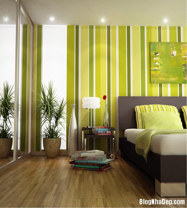 green bold striking striped Trang trí nội thất nhà bằng họa tiết kẻ sọc
