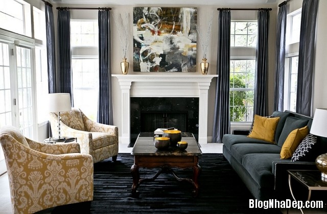 file 01316 Kết hợp màu xám và vàng trong trang trí nội thất phòng khách
