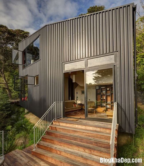 nha khong gian mo thoang 8 Căn nhà với hình dáng giống chiếc container ở New Zeeland
