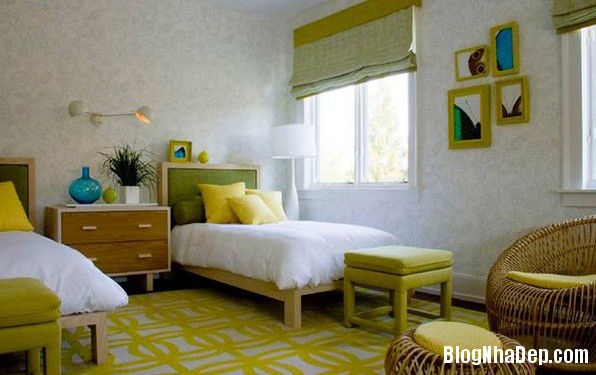 1a0bffd78e12b1fadf366335eb250e5e Phòng ngủ màu vàng và xanh lá sinh động và vui tươi