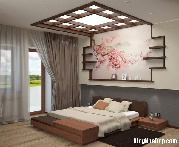 phong ngu 1 Thiết kế phòng ngủ yên bình theo phong cách Nhật Bản
