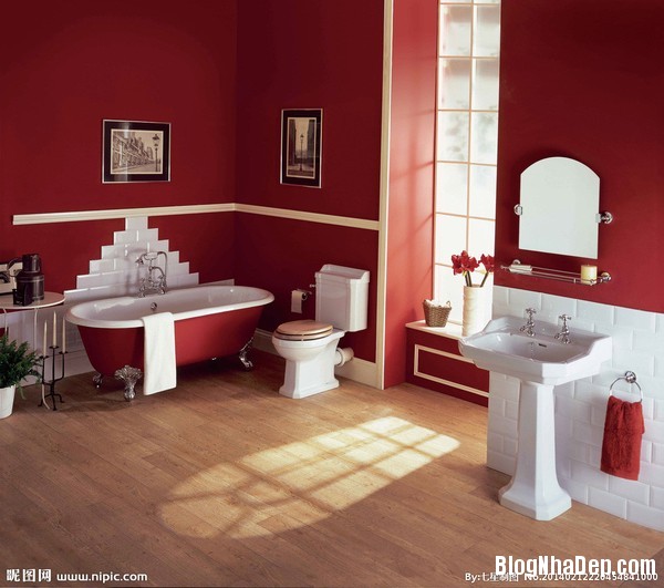phongtammaudotuyetdep2201511010953181809 Phòng tắm đầy đam mê với sắc đỏ