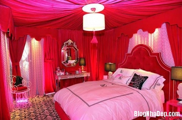 trang tri phong ngu cho be voi tong hong 1 Phòng ngủ màu hồng cực dễ thương cho bé
