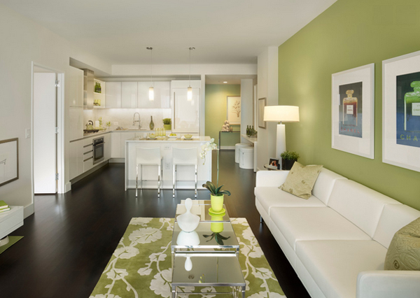 143223baoxaydung image003 Chiêm ngưỡng sự kết hợp hài hòa giữa xanh lá và trắng trong nội thất phòng khách