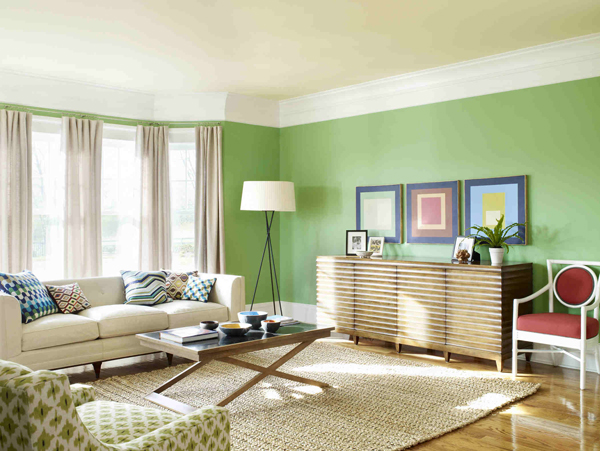 143223baoxaydung image004 Chiêm ngưỡng sự kết hợp hài hòa giữa xanh lá và trắng trong nội thất phòng khách