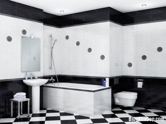 015307 3 large Trang trí phòng tắm đẹp mắt với hai gam màu đen và trắng