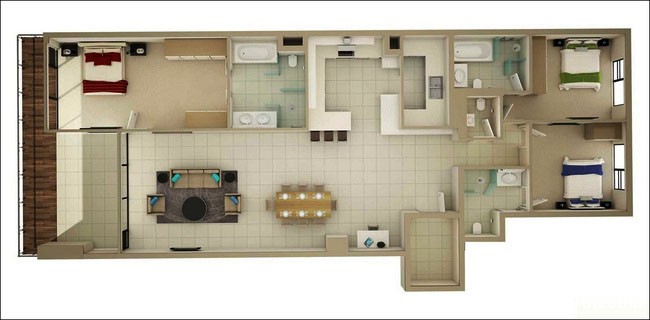  10 mẫu căn hộ đẹp không có tì vết với 3 phòng ngủ