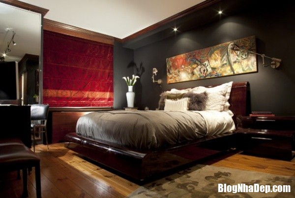 4d5149d9e8fa8211598317924acb9620 Trang trí phòng ngủ cực ấn tượng với bức tường màu đen