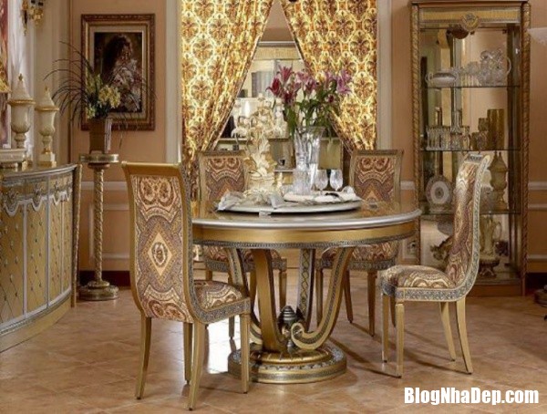 7fe28c168c0ee2dd51d19053bdc6bdad Phòng ăn phong cách Hoàng gia với màu sắc nhũ vàng đầy sang trọng